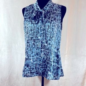 Rafaella TIE UP BOW AT NECK BLUE COLOR BLOCK SILKY LIKE MATERIAL SIZE M